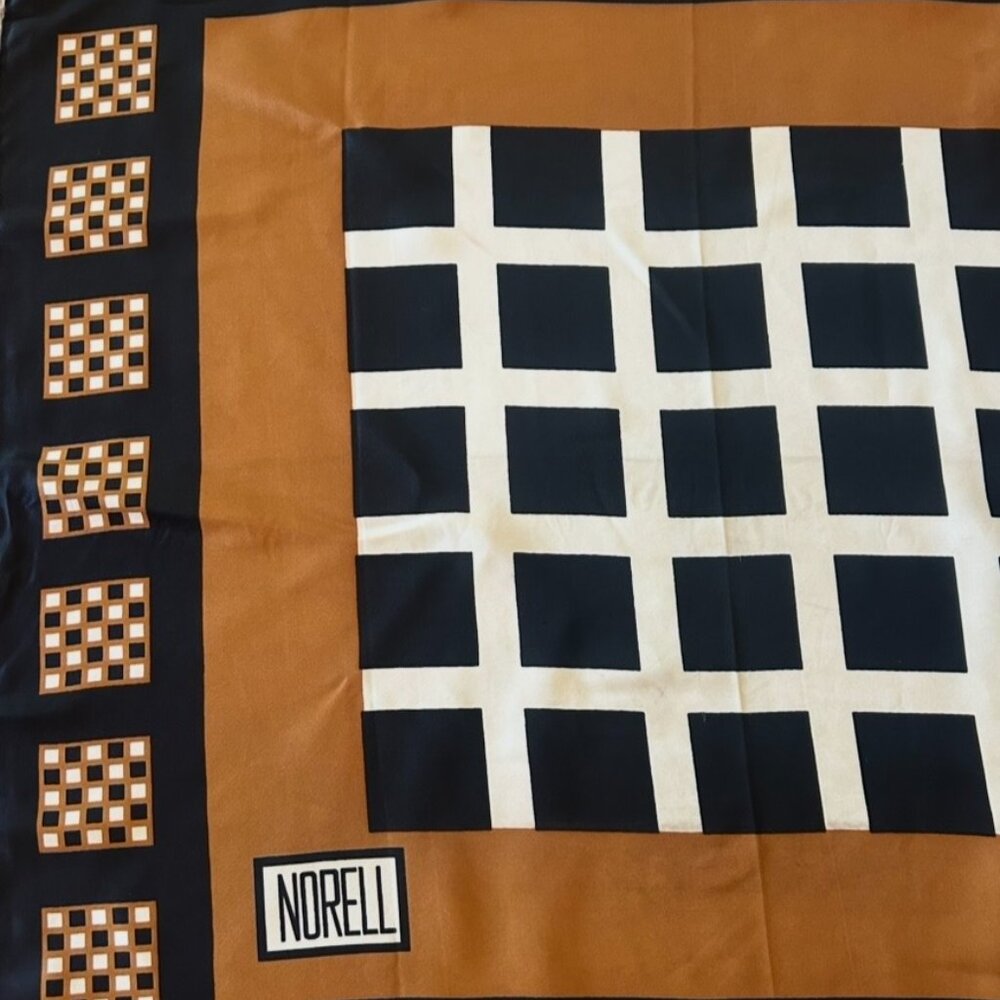 Vintage Norell Silk Scarf 33" x 34" Hand Rolled Edges - Picture 2 of 16